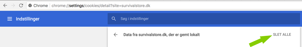 Slet cookies i Chrome